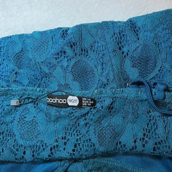 Boohoo Elegant Teal Lace Dress - Picture 6 of 6